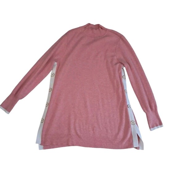 Chico's Sweater Women's‎ 2 Large Pink Cashmere Blend Mock Neck Side Button - Picture 1 of 9